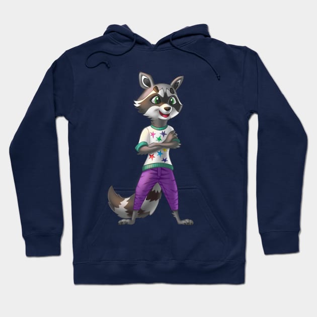 Stylish raccoon in violet pants Hoodie by Taya_art